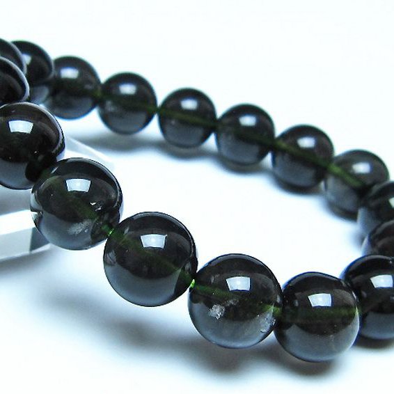 チンターマニストーン アリゾナ州産 天然ガラス ブレスレット （サフォーダイト/シリウス隕石） 12mm [t520-1768]