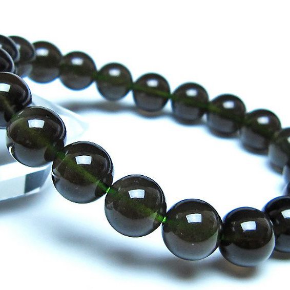 チンターマニストーン アリゾナ州産 天然ガラス ブレスレット （サフォーダイト/シリウス隕石） 10mm [t520-1780]