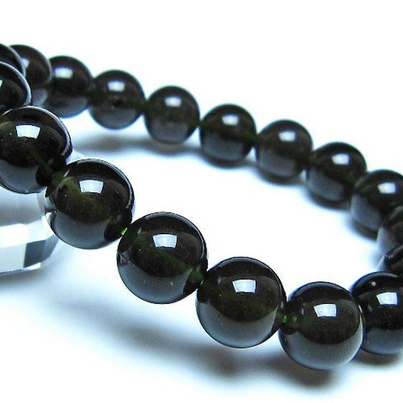 チンターマニストーン アリゾナ州産 天然ガラス ブレスレット （サフォーダイト/シリウス隕石） 11mm [t520-1795]