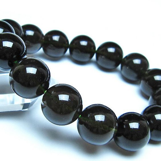 チンターマニストーン アリゾナ州産 天然ガラス ブレスレット （サフォーダイト/シリウス隕石） 15mm [t520-1812]