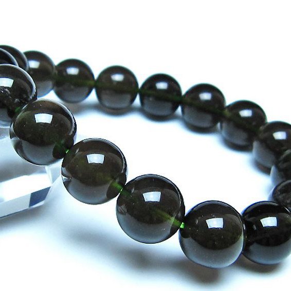 チンターマニストーン アリゾナ州産 天然ガラス ブレスレット （サフォーダイト/シリウス隕石） 12mm [t520-1821]