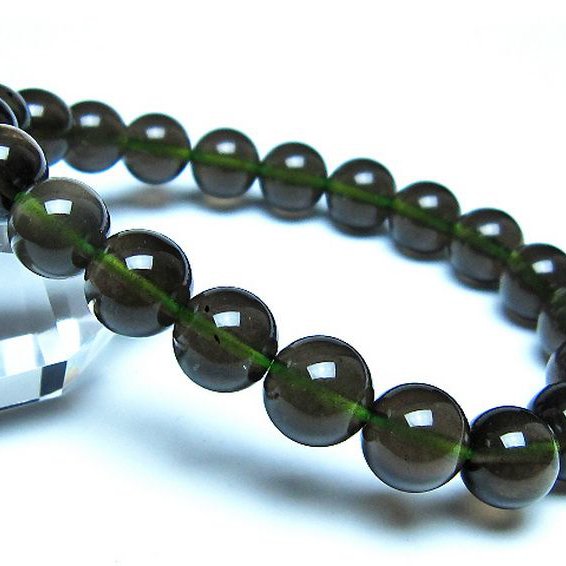 チンターマニストーン アリゾナ州産 天然ガラス ブレスレット （サフォーダイト/シリウス隕石） 9mm [t520-1829]