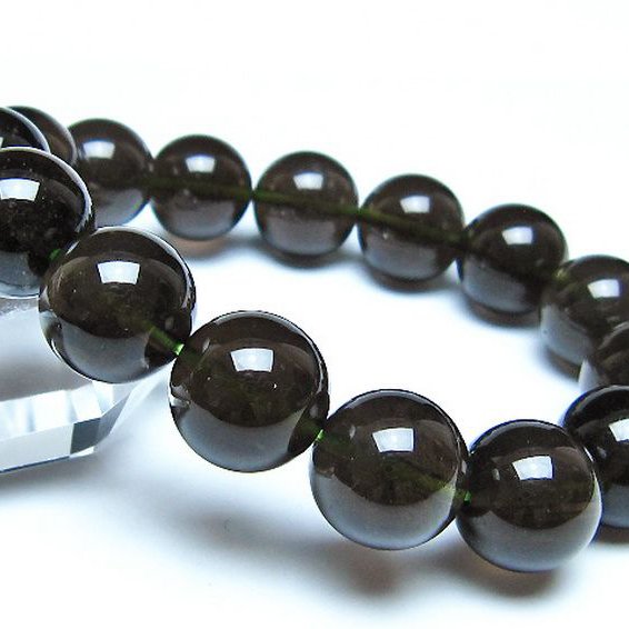 チンターマニストーン アリゾナ州産 天然ガラス ブレスレット （サフォーダイト/シリウス隕石） 14mm [t520-1853]