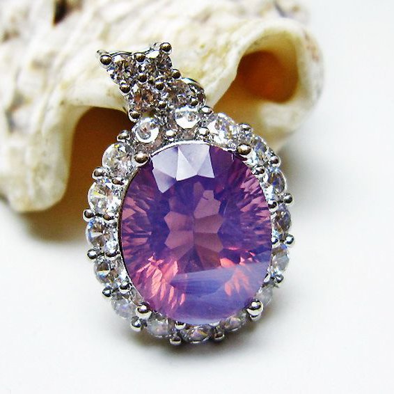 スコロライト（ラベンダークォーツ） ペンダント [T525-2229]