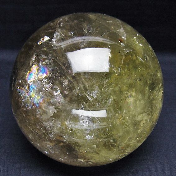 1.2Kg 虹入り シトリン水晶 丸玉 95mm [T529-5841]