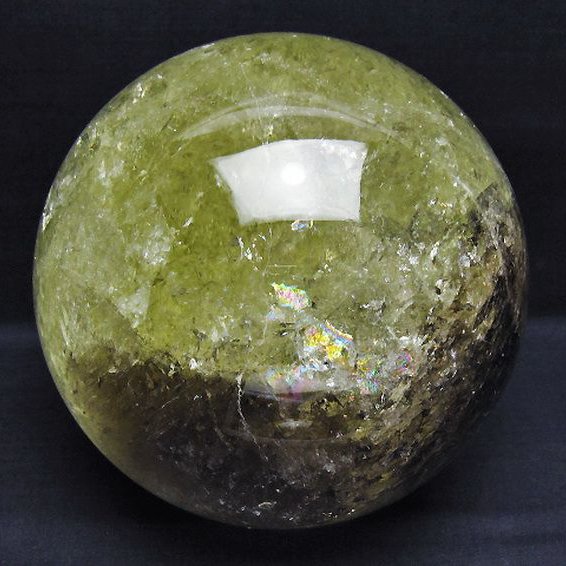 5.9Kg 虹入り シトリン水晶 丸玉 165mm [T529-5944]