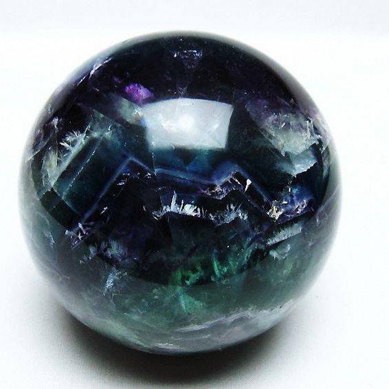 1.1Kg エンジェルフェザー フローライト 丸玉 95mm [T540-2484]