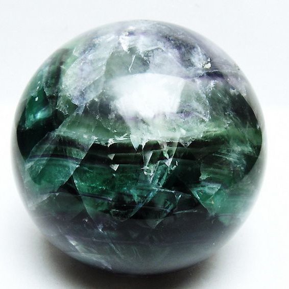 3.2Kg エンジェルフェザー フローライト 丸玉 125mm [T540-2515]