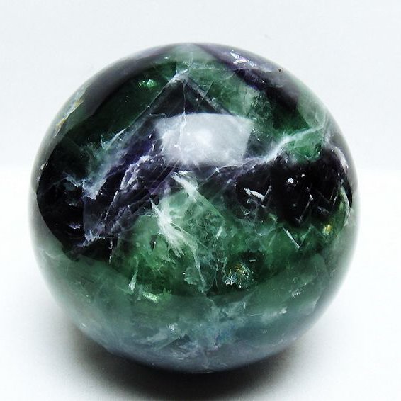 3.4Kg エンジェルフェザー フローライト 丸玉 130mm [T540-2518]