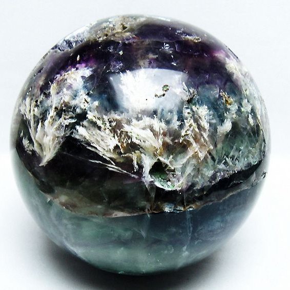 6.2Kg エンジェルフェザー フローライト 丸玉 160mm [T540-2538]