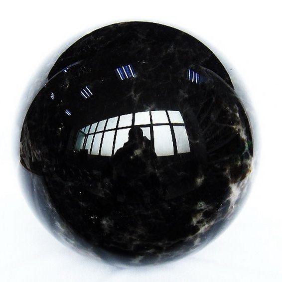 23.5Kg モリオン 純天然 黒水晶 丸玉 260mm 同梱不可 [t572-11154]