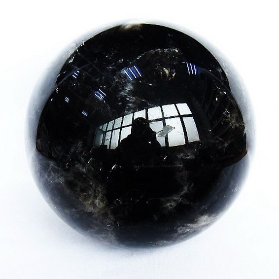 12.4Kg モリオン 純天然 黒水晶 丸玉 210mm [t572-11156]