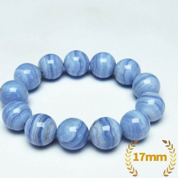 ★癒し効果★ブルーレースアゲート ブレスレット 17mm [T58-7066]