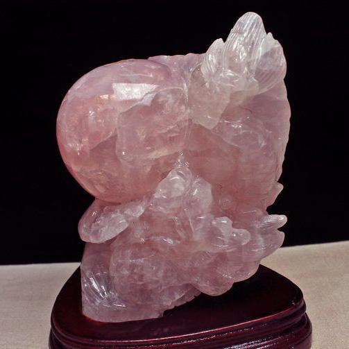 3.5Kg ローズクォーツ 手彫り 龍[T583-1016]