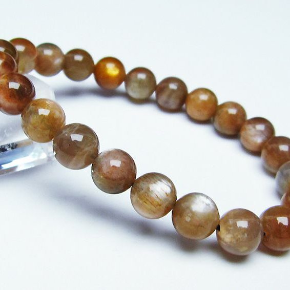 オレンジムーンストーン ブレスレット 9mm [T597-3710]