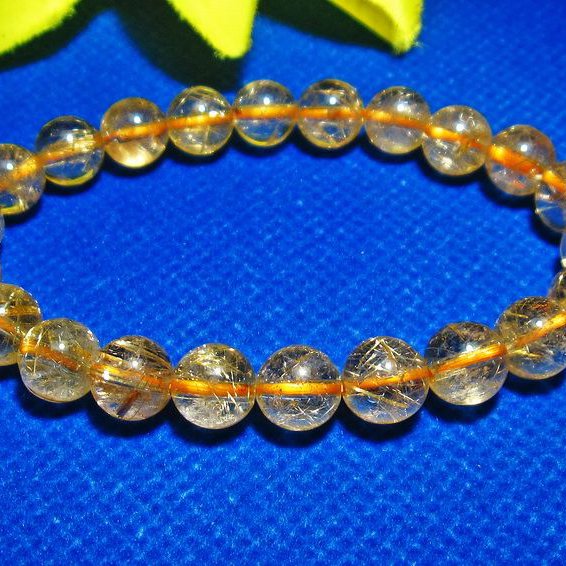 ゴールドタイチンルチル ブレスレット 8mm [T6-5185]