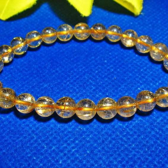 ゴールドタイチンルチル ブレスレット 7mm [T6-5215]