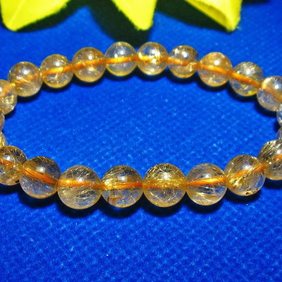 ゴールドタイチンルチル ブレスレット 8mm [T6-5231]