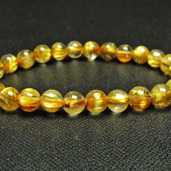 ゴールドタイチンルチル ブレスレット 7mm [T6-5348]