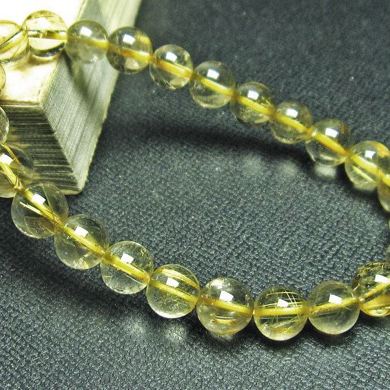 ゴールドタイチンルチル ブレスレット 7mm [T6-5466]