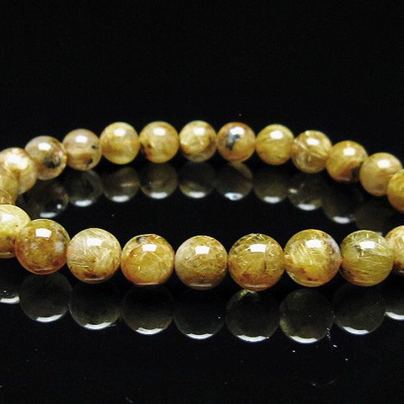 ゴールドタイチンルチル ブレスレット 7mm [T6-5778]