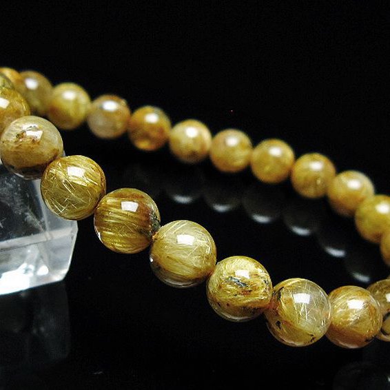 ゴールドタイチンルチル ブレスレット 7mm [T6-5779]