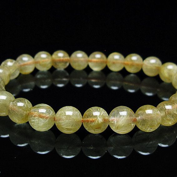 ゴールドタイチンルチル ブレスレット 7mm [T6-5794]