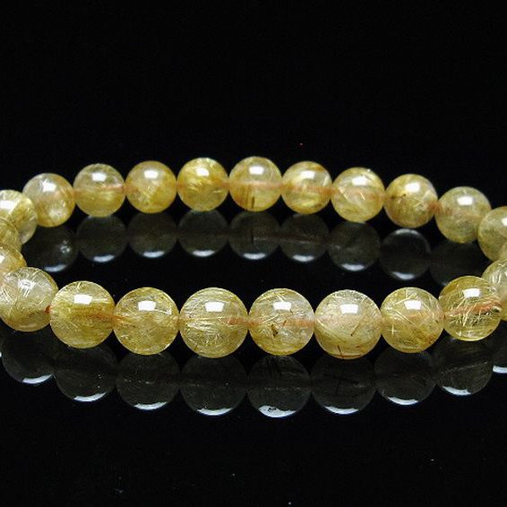 ゴールドタイチンルチル ブレスレット 8mm [T6-5798]