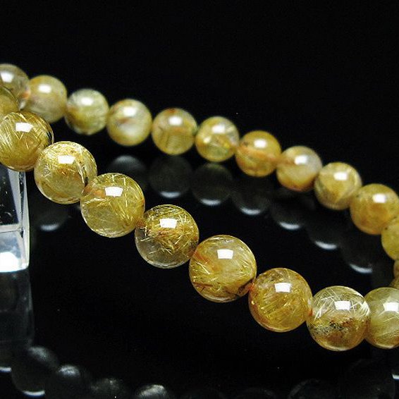 ゴールドタイチンルチル ブレスレット 8mm [T6-5805]