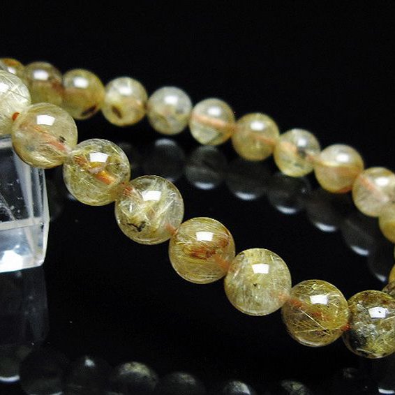 ゴールドタイチンルチル ブレスレット 8mm [T6-5806]