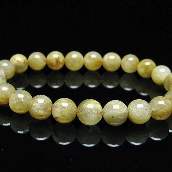 ゴールドタイチンルチル ブレスレット 8mm [T6-5807]