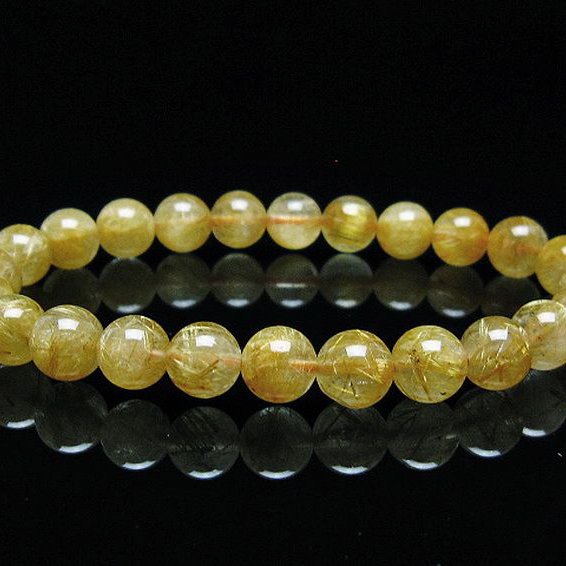 ゴールドタイチンルチル ブレスレット 7mm [T6-5820]