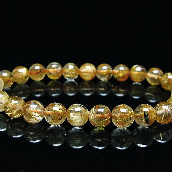 ゴールドタイチンルチル ブレスレット 7mm [T6-5830]