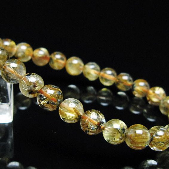 ゴールドタイチンルチル ブレスレット 7mm [T6-5833]