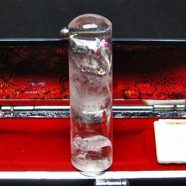 虹入り ヒマラヤ水晶 印材　※別途料金で篆刻可能 15mm [T607-140]