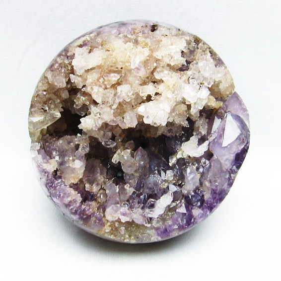 1.8Kg アメジスト 笑口 丸玉  カルサイト共生121mm [T610-11966]