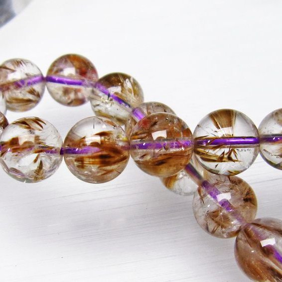 カコクセナイト インクォーツ ブレスレット 10mm [T628-2008]