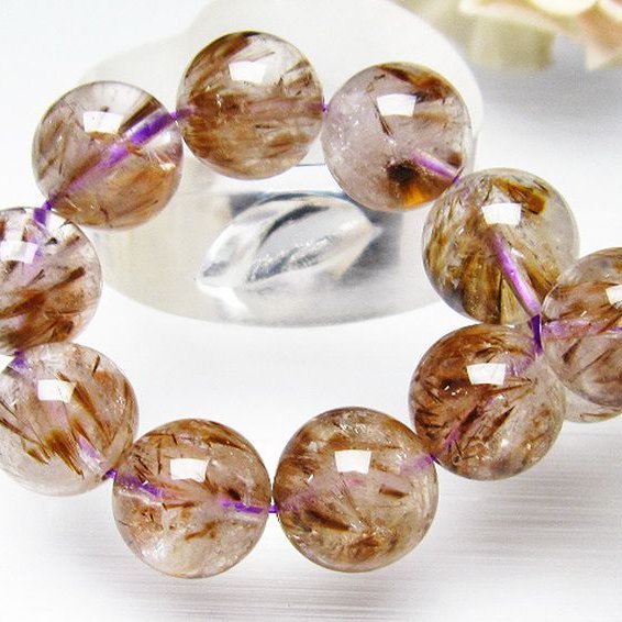 カコクセナイト インクォーツ ブレスレット 13mm [T628-2423]