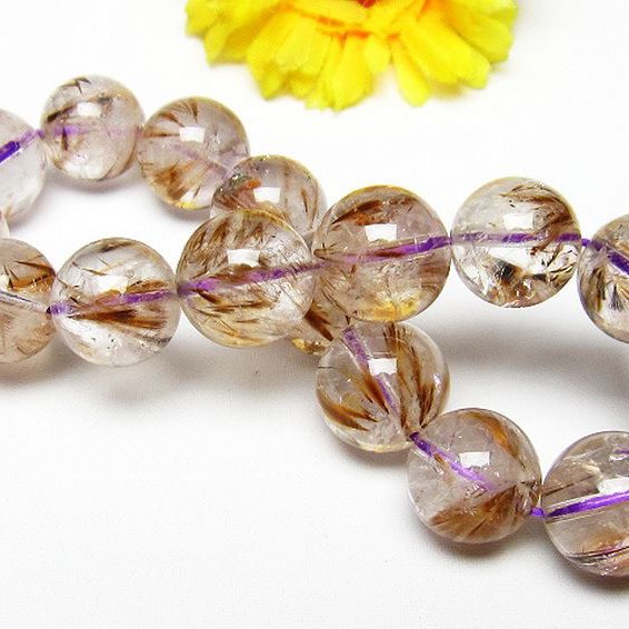 カコクセナイト インクォーツ ブレスレット 13mm [T628-3178]