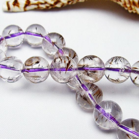 カコクセナイト インクォーツ ブレスレット 10mm [T628-3699]