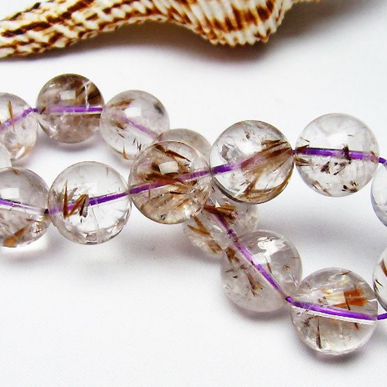 カコクセナイト インクォーツ ブレスレット 15mm [T628-3940]