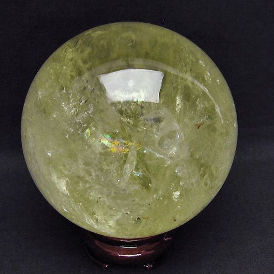 1.8Kg 虹入り シトリン水晶 丸玉 110mm [T63-6060]