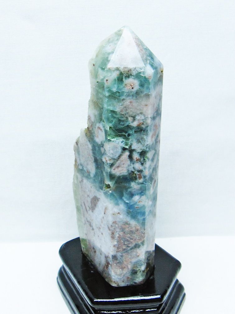 フローライト共生 水晶 六角柱[T634-5537]