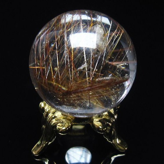 ルチル入り 水晶 丸玉 24mm [T637-3582]