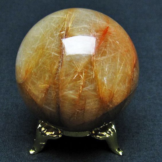 放射金針ルチル水晶 丸玉 44mm [T637-4006]