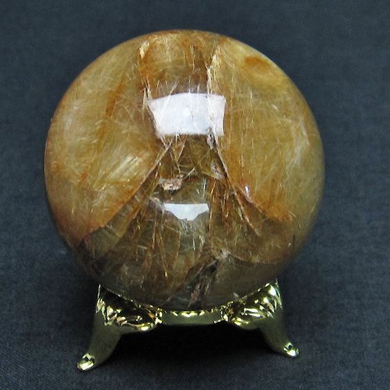 放射金針ルチル水晶 丸玉 42mm [T637-4007]