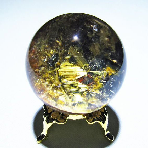ゴールドタイチンルチル入り 水晶 丸玉 35mm [T637-4129]