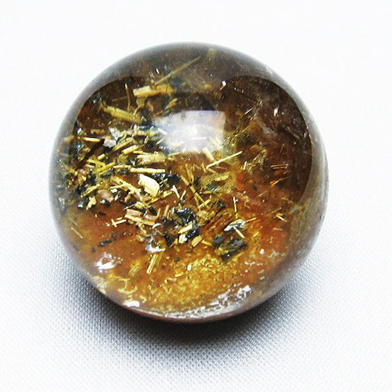 ゴールドタイチンルチル入り 水晶 丸玉 35mm [T637-4385]