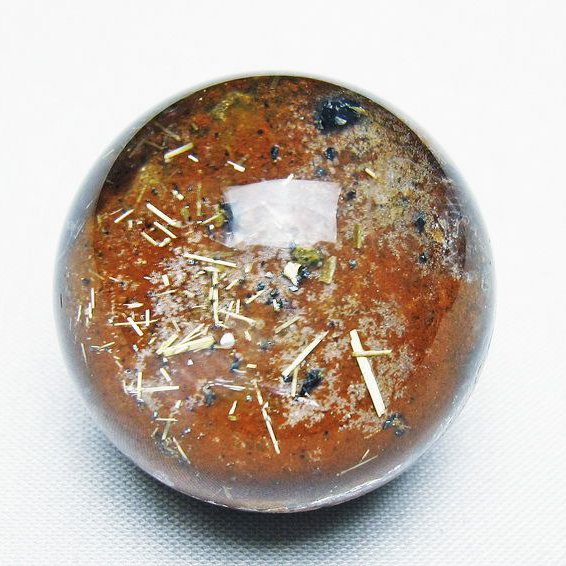 ゴールドタイチンルチル入り 水晶 丸玉 34mm [t637-4644]