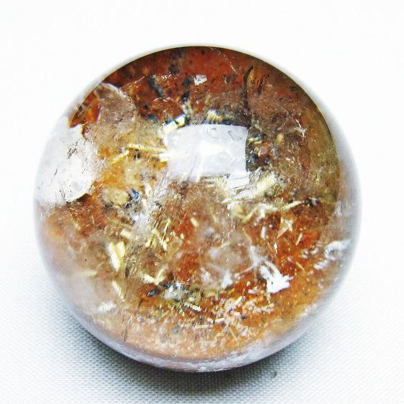 ゴールドタイチンルチル入り 水晶 丸玉 42mm [T637-4672]